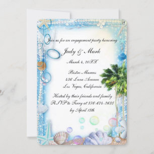 Tropical Beach Seashell Wedding Party Einladung