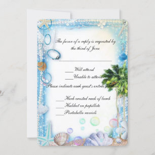 Tropical Beach Seashell Wedding Response Card Einladung