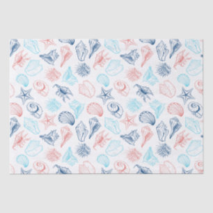 Tropical Beach Seashells Pattern Seidenpapier