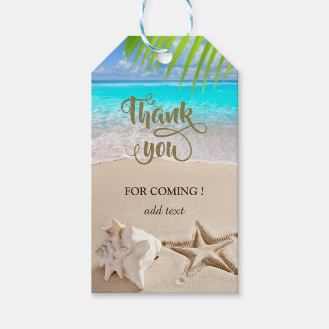 Tropical Beach, Seastar, Seashell Danke Geschenkanhänger (Vorderseite)