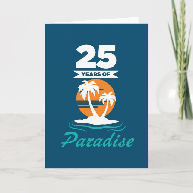 Tropical Beach Silver 25. Hochzeitstag Karte (Vorderseite)