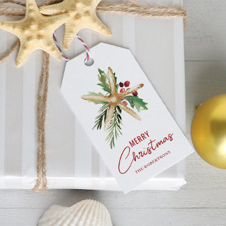 Tropical Beach Starfish Frohe Weihnachten Geschenkanhänger
