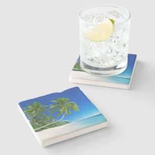 Tropical Beach Stone Untersetzer