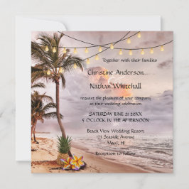 Tropical Beach String Lights Hochzeitseinladung Einladung
