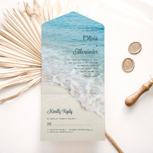 Tropical Beach Summer Hochzeit in Urlaubsort All In One Einladung