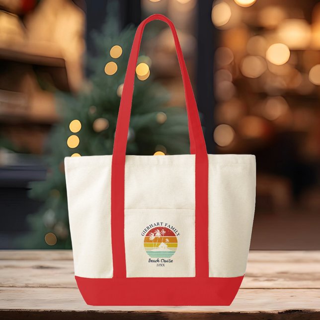 Tropical Beach Summer Vacation Beach Cruise Custom Tragetasche (Retro Family Reunion Beach House Tote Bag)