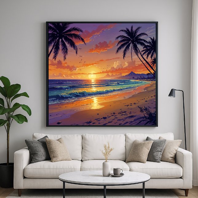 Tropical Beach Sunset - Art der Illustration Poster (Von Creator hochgeladen)