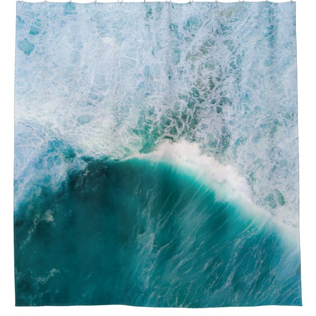 Tropical Beach Sunset Foto Waves Blue Duschvorhang (Vorderseite)