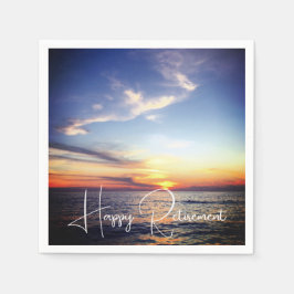 Tropical Beach Sunset Happy Retirement Custom Serviette