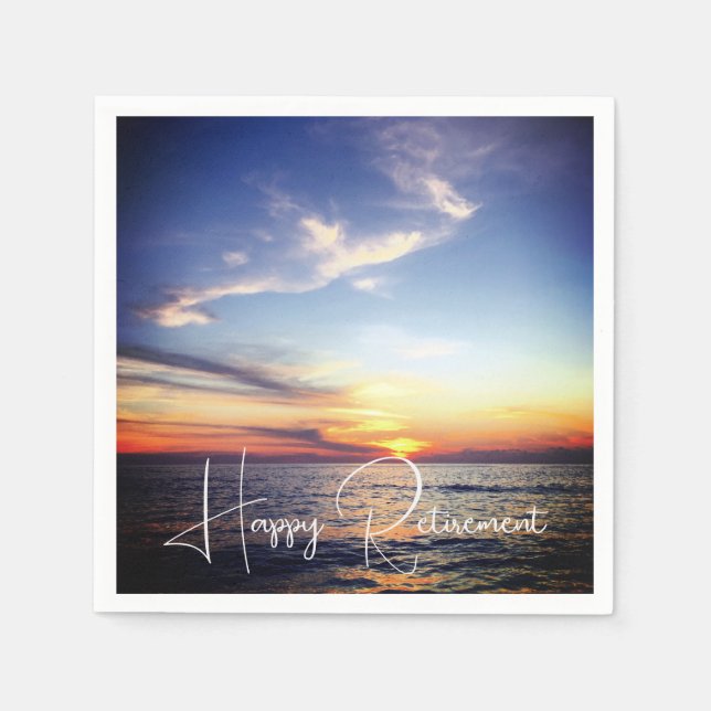 Tropical Beach Sunset Happy Retirement Custom Serviette (Vorderseite)