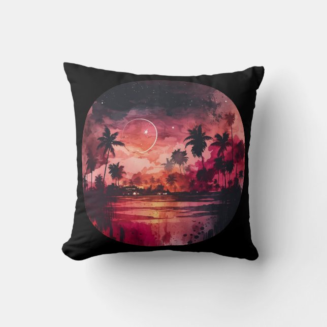 Tropical Beach Sunset Kissen (Vorderseite)