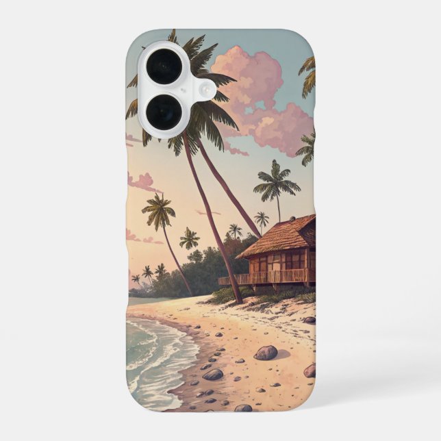 Tropical Beach Sunset Phone Case - Palmen iPhone 16 Hülle (Rückseite)