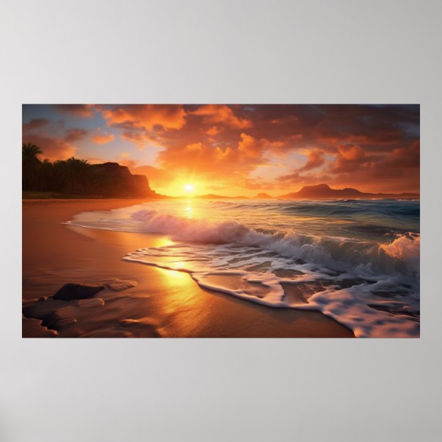 Tropical Beach Sunset Poster (Vorne)