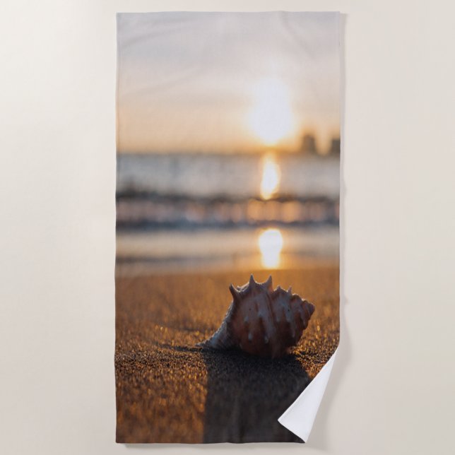Tropical Beach Sunset Seashell Strandtuch (Vorderseite)