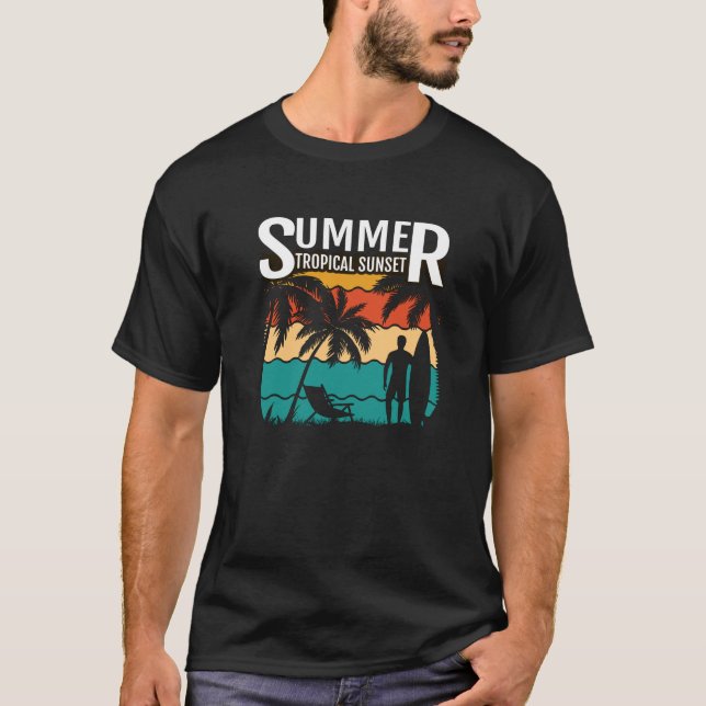 Tropical Beach Sunset Summer T-Shirt (Vorderseite)