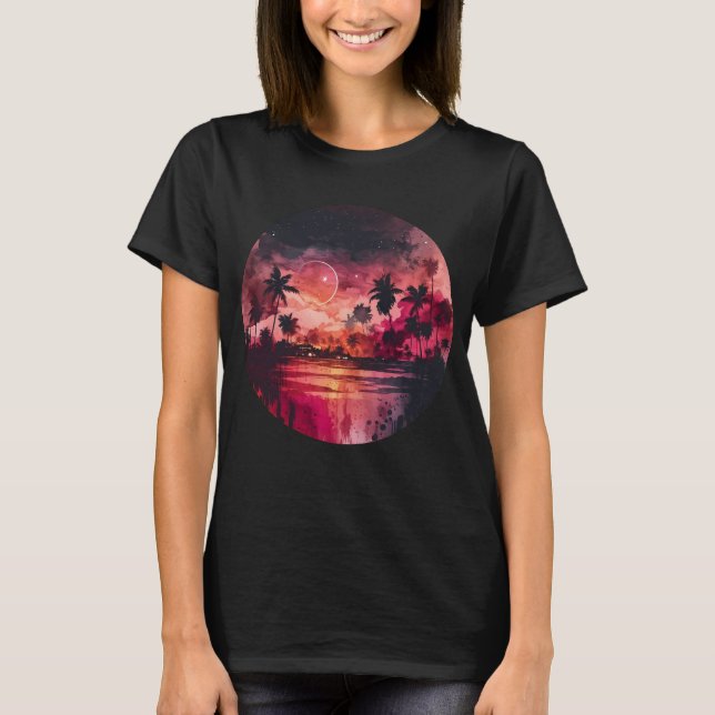 Tropical Beach Sunset T-Shirt (Vorderseite)