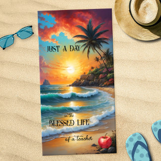 Tropical Beach Sunset Teacher Strandtuch