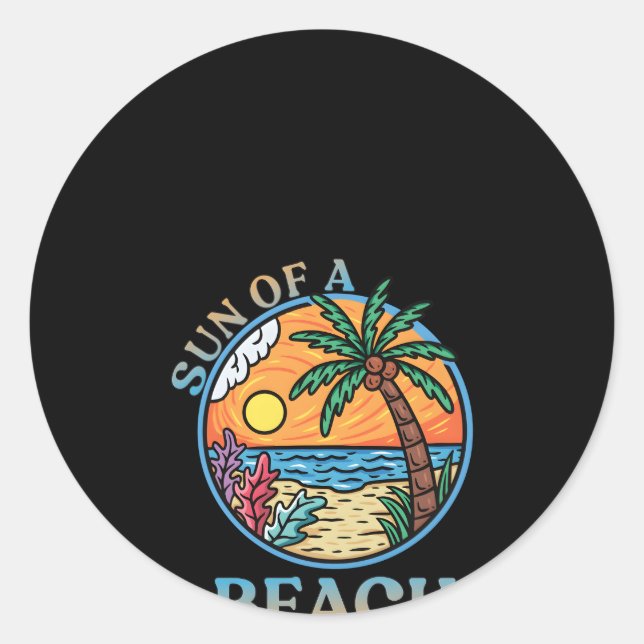 Tropical Beach Surf Shop Beach Surferurlaub Runder Aufkleber (Vorderseite)