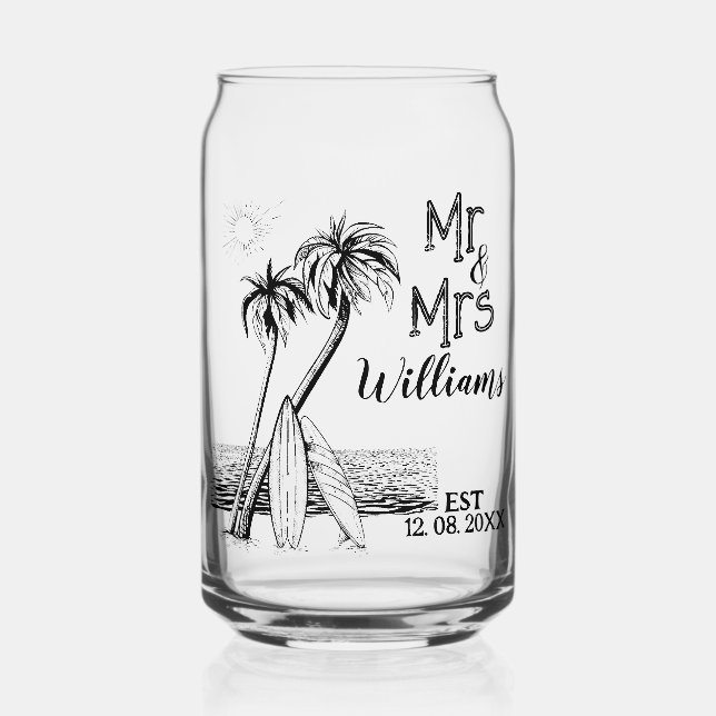 Tropical Beach Surfer Familienname Est Mr. and Mrs Dosenglas (Vorderseite)