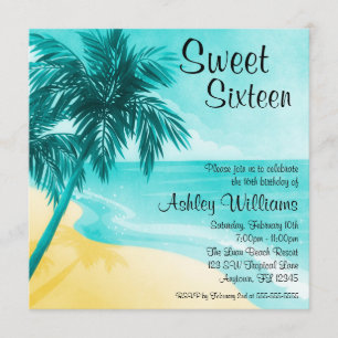 Tropical Beach Sweet 16 Einladungen zur Geburtstag