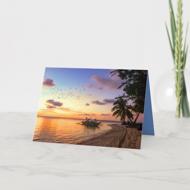 Tropical Beach Tahiti Island Sunset Karte (Vorderseite)