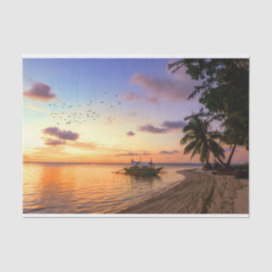 Tropical Beach Tahiti Island Sunset Seidenpapier
