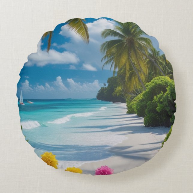 Tropical Beach Throw Kissen (Vorderseite)