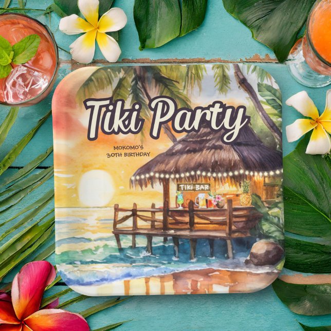 Tropical Beach Tiki Party Birthday Pappteller (Von Creator hochgeladen)
