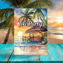Tropical Beach Tiki Party Geburtstag Einladung