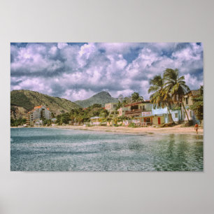 Tropical Beach Town Lebendige Farben am Meer Poster
