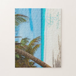 Tropical Beach Turquoise Monogram Palm Tree