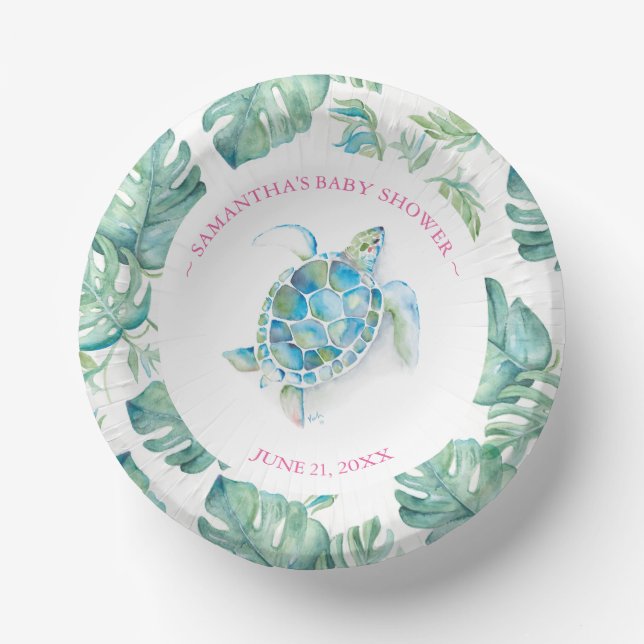 Tropical Beach Turtle Baby Dusche Pappteller (Vorderseite)