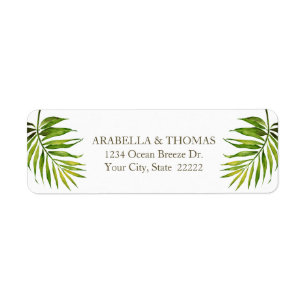 Tropical Beach Twilight Palm Leaf Rücksendeadres