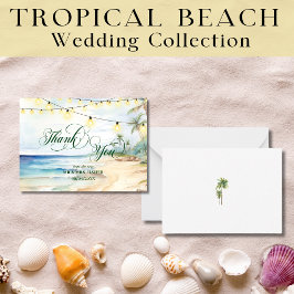 Tropical Beach Typografy Danke, Card Wedding Mitteilungskarte