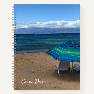 Tropical Beach Umbrella Foto Spiral Notebook Notizbuch