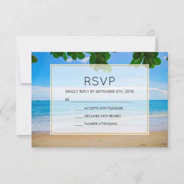Tropical Beach Vacacation Island Wedding RSVP (Vorderseite)