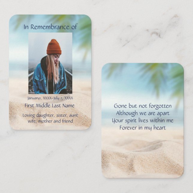 Tropical Beach Vacation Holiday Pocket Keepake Visitenkarte (Vorne/Hinten)