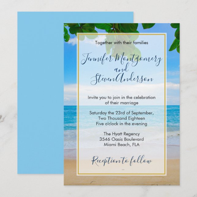 Tropical Beach Vacation Island Wedding Einladung (Vorne/Hinten)