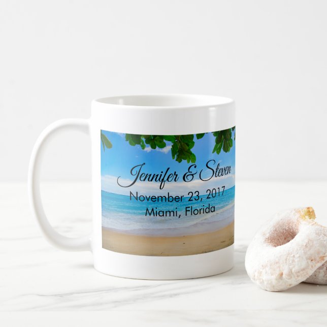 Tropical Beach Vacation Island Wedding Kaffeetasse (Mit Donut)