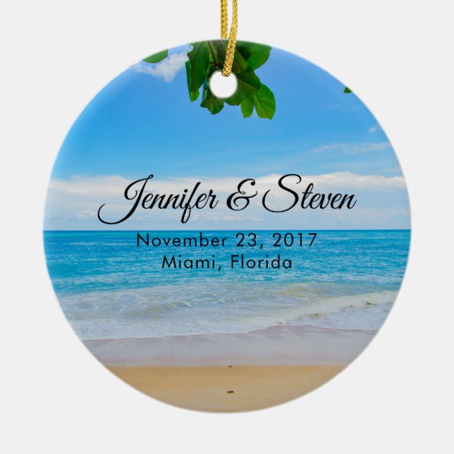 Tropical Beach Vacation Island Wedding Keramikornament (Vorne)