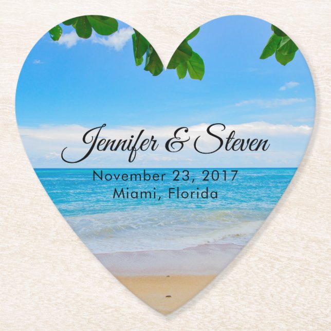Tropical Beach Vacation Island Wedding Untersetzer (Vorderseite)