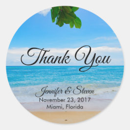 Tropical Beach Vacation Island Wedding Vielen Dank Runder Aufkleber