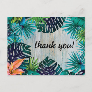 Tropical Beach Vibes Jungle Monstera Blätter Danke Postkarte