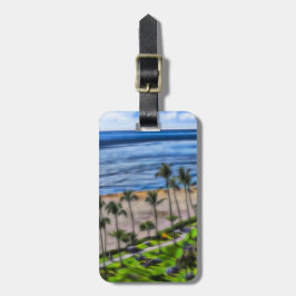 Tropical Beach View Ocean Palm Trees Hawaiian Gepäckanhänger