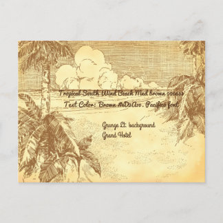 Tropical Beach Vintag Etching Test Postkarte
