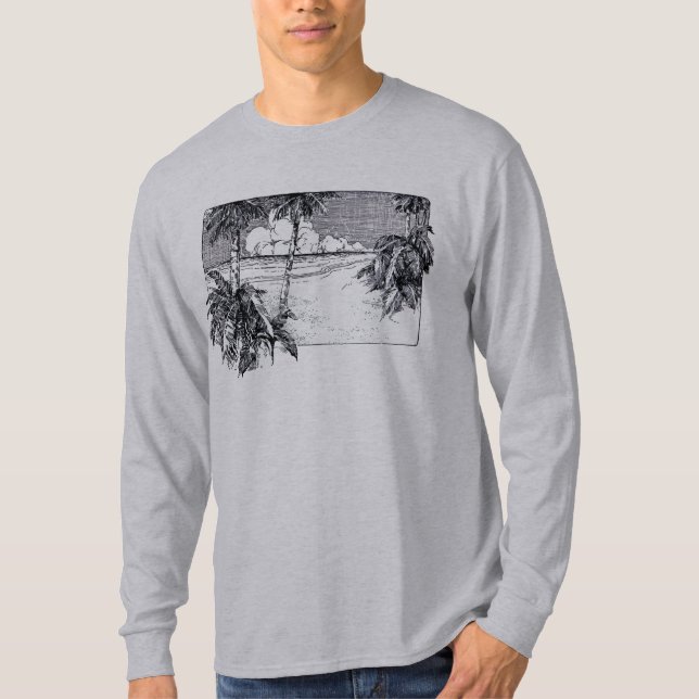 Tropical Beach Vintag Palm Trees T-Shirt (Vorderseite)