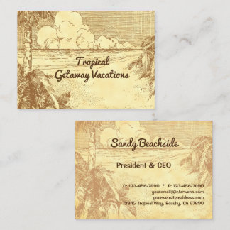 Tropical Beach Vintage Art Carte de visite personn