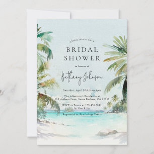 Tropical Beach Watercolor Palm Tree Brautparty Einladung