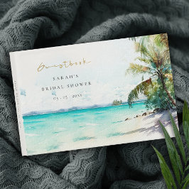 Tropical Beach Watercolor Palm Trees Brautparty Gästebuch