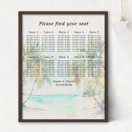 Tropical Beach Wedding 10 Tische Seating Chart Poster